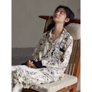 Loose Cotton Sleepwear Set Long Sleeve and Pants