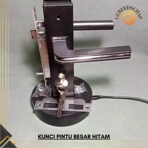 Kunci Pintu Hitam Besar Full Set SIlinder Handle Pintu