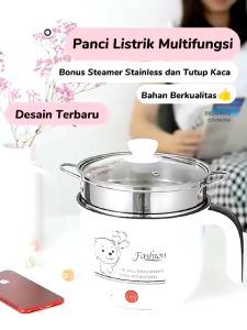 AWE - Panci Listrik Free Kukusan / Mini Rice Cooker Lapisan Keramik 1.5L 2in1 Multifungsi Serbaguna