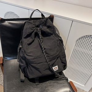 New Womens Large Capacity Casual Travel Backpack Schoolbag Middle School Student Bookbag Fashionable Polyester Pure Color