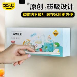 Disposable Flexible Transparent Straw Magnetic Creative Single Pack Soup Beverage Bendable Home Use Drink Utensil