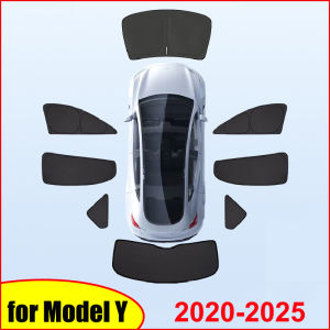 Sun Shade for Tesla Model Y Juniper 2025-2020 Car Windshield Sunshade Cover Front Side Window Privacy Blind Shading for Camping