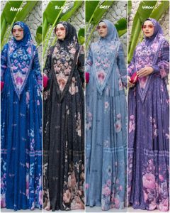 BAJU GAMIS MUSLIM AZALEA SERIES SET KHIMAR ALYA SYARI