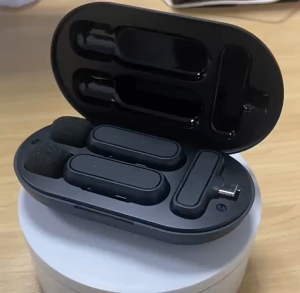 Mikrofon lavalier nirkabel dengan casing pengisi daya-untuk merekam video/YouTube/TikTok