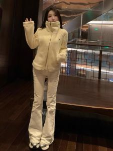 High Waist Extended Length Bell Bottom Jeans Womens Slim Fit Spring Autumn White Denim Pants Drapey Floor-Length Trousers