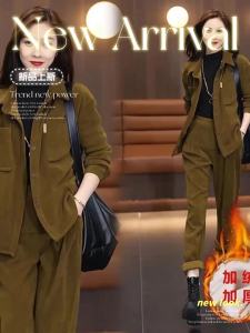 QIAOXIZI | Winter Thickened Set for Women Fashionable Loose Slimming Large Size Middle-aged Mothers Warm Two-piece Set
