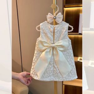 Sonkpuel | Girl Princess Tweed Classic Dresses Fashion Kids Vintage Baby Casual Wear Vestidos 1-8 Years Children Ceremonial Clothes