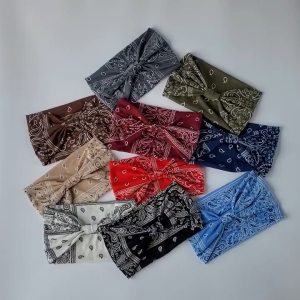 Sports Turban Wide Headband Bohemia Grid Women Headpiece Stretch Turban Sweat Absorbing Run Bandage