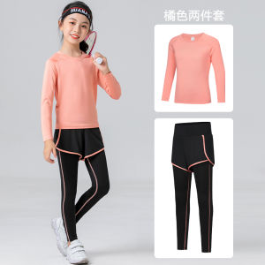 Kids Autumn Long Sleeve Sports Set Quick Dry Breathable Elasticity Student Badminton Yoga Fitness Running Outfit