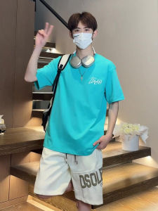 เสื้อยืดคอกลมแขนสั้นพิมพ์ลายตัวอักษรฤดูร้อน 2025 สำหรับผู้ชาย แฟชั่นกลางแจ้ง ลำลอง คอกลม แขนสั้น ผ้าฝ้ายผสม