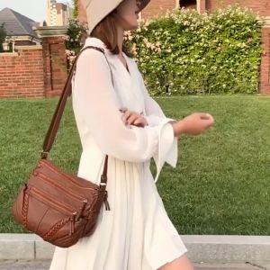 Womens shoulder bag fashion 2021 new ladies bag soft leather sense large capacity middle-aged sling backpack