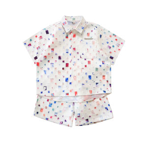 Qbao Home Childrens Short Sleeve Shirt Shorts Set Summer Clothing Kids Personality Two-Piece Set New Summer Style for Boys