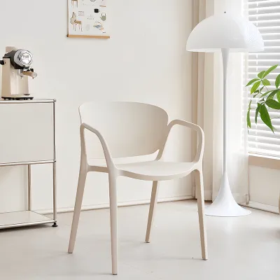 Modern Thickened Plastic Dining Chair Nordic Style Home Restaurant Hotel Restaurant Chair with Armrest Back Chair Non-rotatable