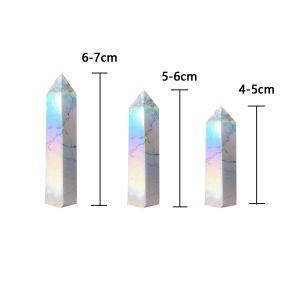 1pc Natural Healing Stone Electroplating Howlite Rainbow Aura Crystal Point Wand Energy Quartz Home Decoration Reiki Tower Gifts