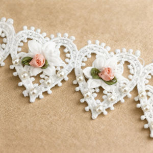 (91cm/pack) 5x6cm White Nail Bead Water-soluble Lace Heart Lace Clothing Renovation Handmade Bag Decoration DIY