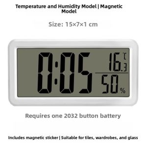 Modern Minimalist Wall-Mounted Kitchen Fridge Magnet Clock Living Room Decorative Alarm Clock Humidity Thermometer Silent Battery Powered