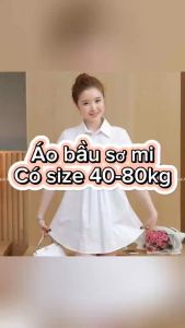 Áo bầu xinh áo bầu công sở cổ sơ mi trắng big size từ 40-80kg có dây nơ cột sau cao cấp mát phù hợp đi làm đi chơi