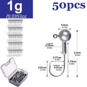 Bộ Hộp Móc Câu Jig Bền Chắc 20/25/30/40/50 Chiếc Móc Sắc Bén 1g-28g Dùng Cho Mồi Mềm Mồi Crankbait Câu Cá Bass Cá Chó Cá Hồi Phụ Kiện Câu Cá