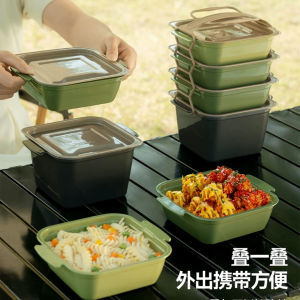 กล่องเก็บอาหารแบบพกพาสำหรับปิกนิกกลางแจ้ง กล่องเก็บอาหารแบบถือได้สำหรับเก็บอาหารและผลไม้ กล่องเก็บอาหารแบบปิดได้ดี กล่องเก็บอาหารแบบป้องกันการเสื่อมสภาพ