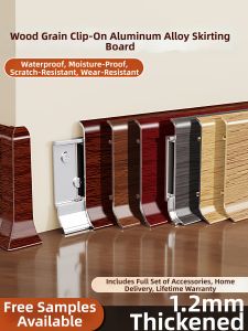 BEIQIVI | Wood Grain Water Resistant Thin Aluminum Skirting Board