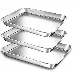 Stainless Rectangular Plate Baking Metal Tray Chef Bake Pans Baking Sheets Snack Plate Dinner Plate