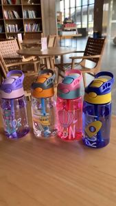 480ml Botol Air Baby Bottle Kids BPA Free Cartoon Drinking Bottle Air Straw Bottle Water with Straw Handle