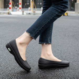 Womens Low Cut Slip-On Rain Boots Fashionable Summer Waterproof Kitchen Cleaning Work Shoes Non-Slip Nurse Shoes Sweet Style