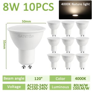 GATETOP | 10 Chiếc Đèn LED GU10 Bóng Đèn Chiếu Sáng 8W Lumen Cao Tiết Kiệm Năng Lượng Đèn Trong Nhà AC220V 110V 120/38 Độ Góc Chùm Tia Cho Phòng Khách