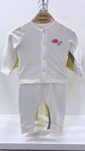 Bộ quần áo dài tay cúc cài thẳng cho bé sơ sinh và trẻ nhỏ nhiều màu sắc Boube vải cotton organic thoáng mát - Size 0-24M