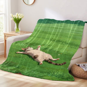 Beast Kingdom | Meadow Napping Cat Four Season Flannel Blanket Soft Plush Skin Friendly Sofa Blanket A Great Gift Item
