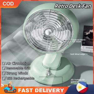 Rechargeable Desk Fans Portable Electric Fan 120° Shaking Head Air Circulator Fan Mini Desktop Fan 9 Speeds Strong Wind Mute for Office Home Dormitory Table Fan