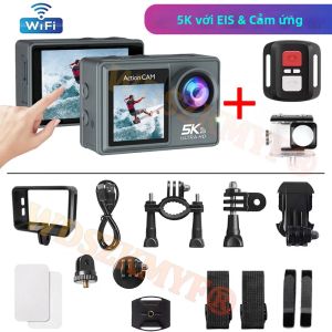 Camera Hành Động Chống Rung 5K EIS Có Màn Hình Cảm Ứng Chống Nước Dành Cho Xe Máy Xe Đạp Mũ Bảo Hiểm Gắn Xe Đạp Quay Video Thể Thao