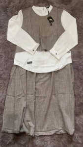 Terbaru Damoza Shireen Gamis Muslimah Jumbo Beige Polos Lengan Panjang Kerah Berdiri