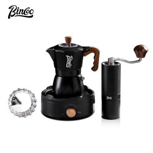 BINCOO Dual-valve Moka Pot Home Electric Stove Brewing Coffee Pot Small Espresso Hand-ground Coffee Maker Set