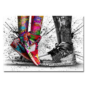 Fashion Trendy Graffiti Sneakers Wall  Poster Classic Basketball Shoes Home Decoration Canvas Painting Mural Prints Pictures