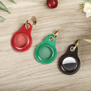 CONTACTS Genuine Leather Key Ring Airtag Case Locator Tracker Anti-lost Device AirTag Slot Keychain Holder for Apple Airtag Accessories