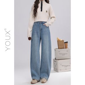 YOUXIANG | Quần Jeans Xòe Đa Năng Vintage Ấm Áp