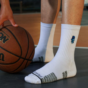 Elite Mens Basketball Socks Pure White Ice-Breaking Thickened Sports Socks Professional Practical Long Anti-Odor Towel Socks