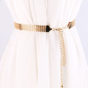 Panda SJK Belts Women Chain Waistband Metal Buckle Gold Wave Korean Ladies Dress Skirts 2024 INS Plus Size Belt Body Chain Fashion