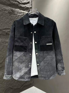 ใหม่ผู้ชายสีไล่ระดับสี เดนิม เสื้อแจ็คเก็ต ลำลอง สลิมฟิต ปกเสื้อ เสื้อเชิ้ต ทันสมัย ฤดูใบไม้ร่วง แจ๊กเก็ตปุ่มเดียวแขนยาว ผ้าฝ้าย โพลีเอสเตอร์ Blend