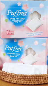 Combo Bông Tẩy Trang PUFFME Dạng túi Xỏ Ngón 70 Miếng/Hộp