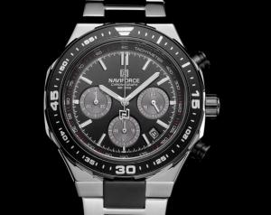 NAVIFORCE Brand 8049 Fashing Casual Men Quartz Wristwatch Round Zinc Alloy Cass Stainless Steel Strap Design Date Waterproof Man Stopwatch