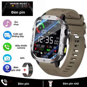 Đồng Hồ Thông Minh Quân Đội Dành Cho Nam IP68 5ATM Chống Nước GPS Thể Thao Ngoài Trời Theo Dõi Sức Khỏe 1.96 Inch BT Call Tương Thích Với Android iOS