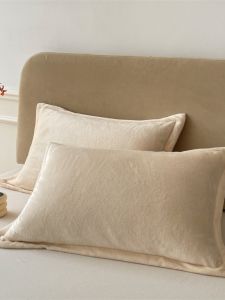 Double-Sided Milk Velvet Coral Fleece Pillowcases Thickened Warmth Single Person Pillow Core Covers Polyester Fiber Standard
