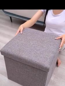 SERENZO Ottoman Storage Stool Waterproof Sofa Storage Box Leather Cotton Hemp Large Sofa Chair Bench Seat Foot Stool
