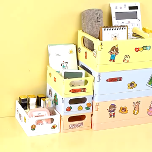 💖SG local stock💖Foldable storage box Stationery organizer Desktop organiser Cosmetic jewellery box with free sticker