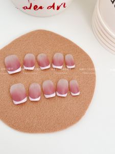Handmade Gradient French Style Nail Art Wearable False Nails Pure Desire Detachable Rubber Pink Cosmetic Tools for Beauty
