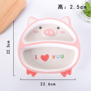 การ์ตูน จานอาหารค่ําเด็กใยไผ่แบ่งชุดภาชนะ น่ารัก เด็กทารก จานอาหารค่ําชามอาหารแข็งชามป้องกันการล่มสลาย