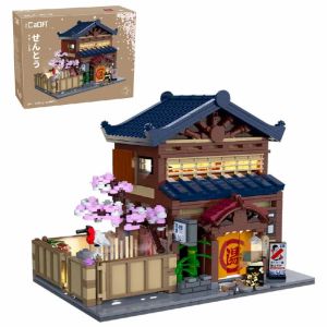 Traditional Japanese Yuzawa Bathhouse Modular Buildings Sets City Street View Store  Buildings BlocksToys Gift Home Decortion