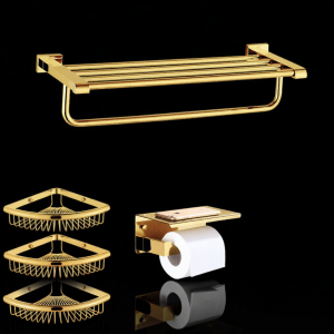 Gold Copper Towel Rack Set No-Drill